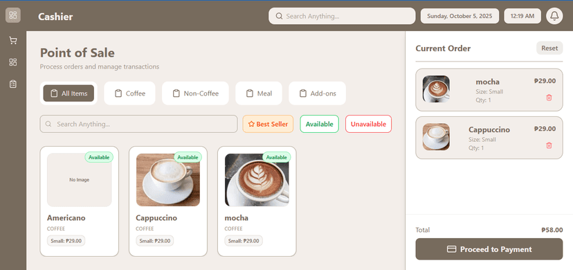 COFFEE SHOP POS